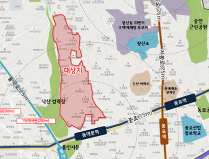 창신10구역(종로구 창신동 629 일대) 위치도