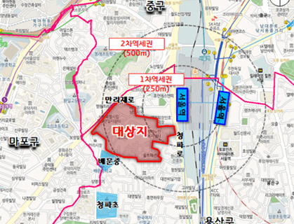 서계동통합구역(용산구 서계동 33 일대) 위치도