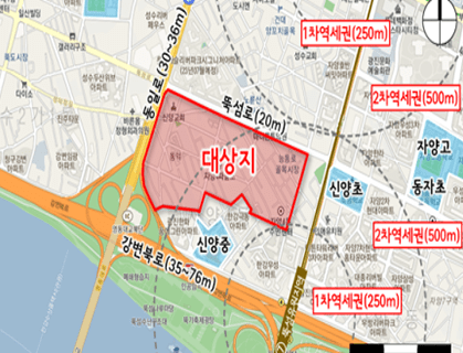 자양4동통합구역(광진구 자양4동 57-90 일대) 위치도