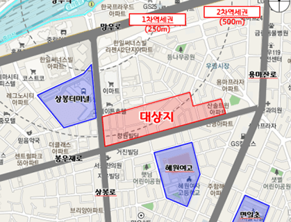상봉13구역(중랑구 망우동 461 일대) 위치도